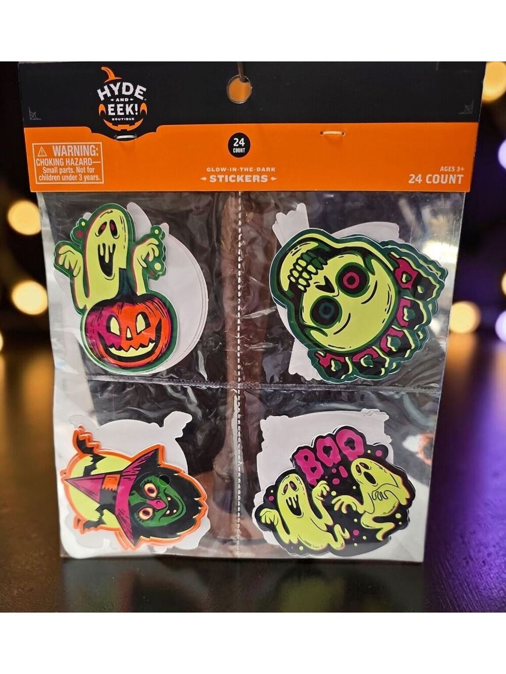 Hyde & EEK Boutique Halloween Glow In The Dark Stickers 24 Count NIP New Sealed